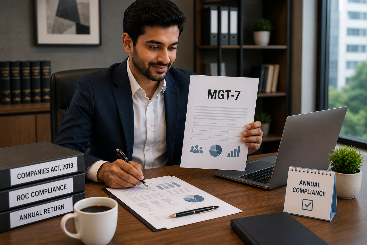 Annual company return filing through MGT-7 with shareholding and director records